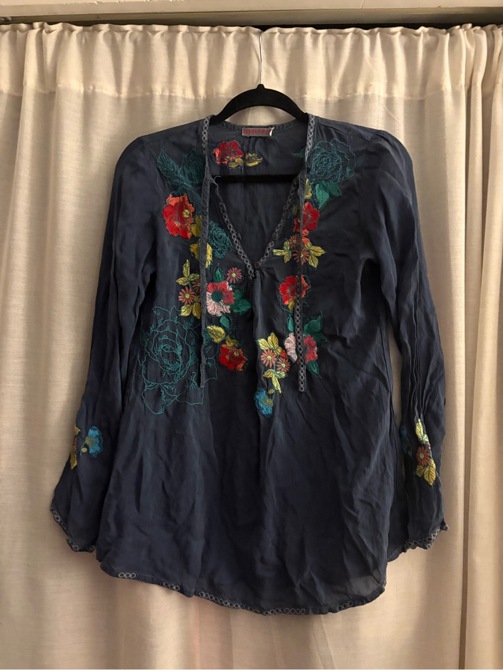 Blue Floral Johnny Was Blouse